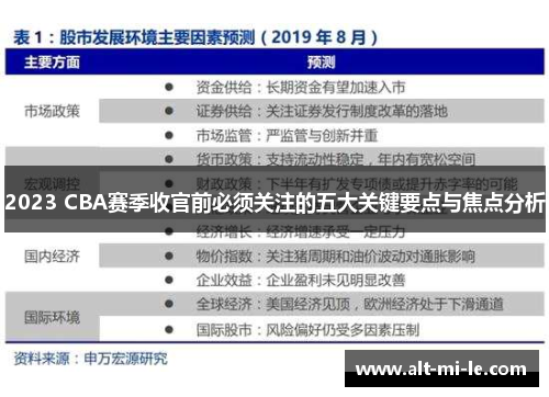 2023 CBA赛季收官前必须关注的五大关键要点与焦点分析